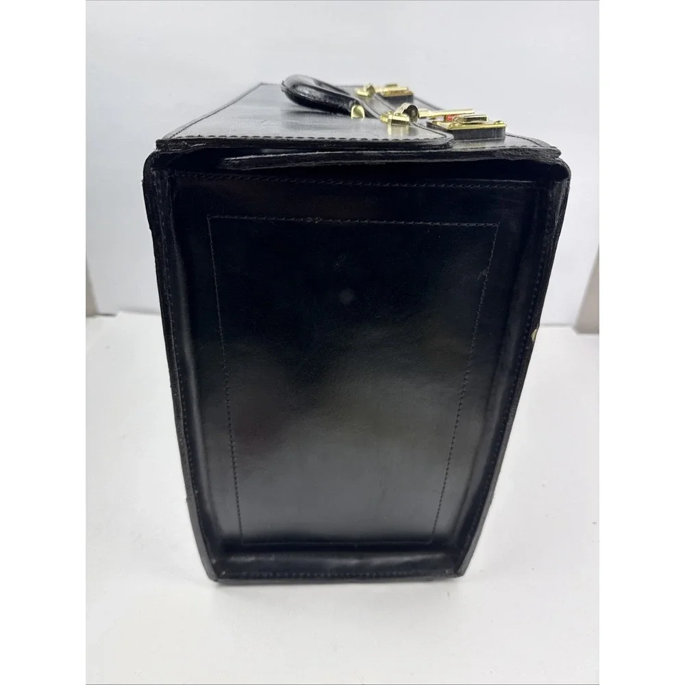 Vintage Pilot Case Catalog Briefcase Black Leather Combination Locks Attache New